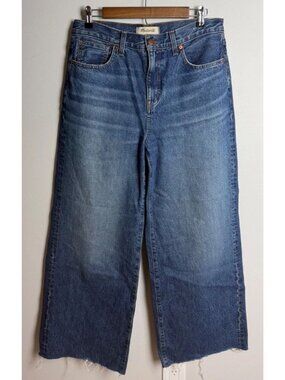 Madewell Superwide Leg Jeans Medium Wash Raw Hem 100% Cotton Size 29 Women’s